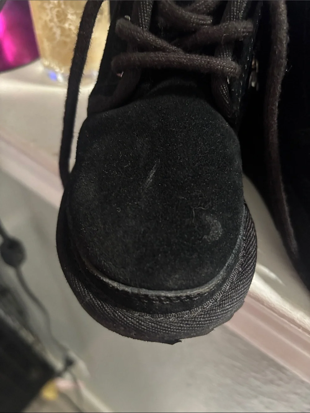 UGG Kids Black Suede Lace-Up Ankle Boots